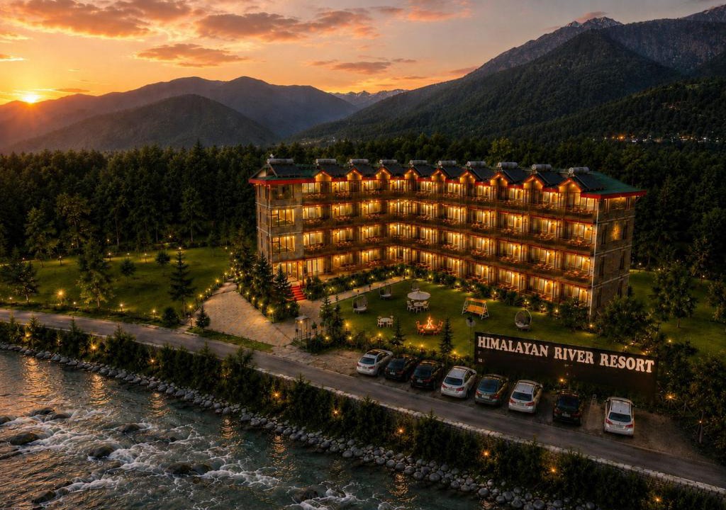 Manali Hotel | Himalayan River Resort, Manali #riverside #big private parking #scenic river & mountain view #open cafe #spacious room #big garden with campfire