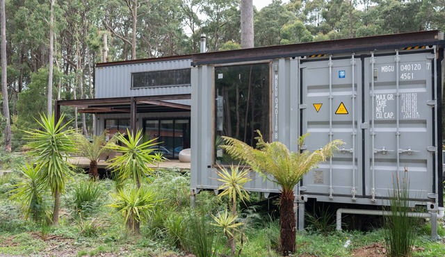Shipping Container Living; Industrial fit out on bush block in Trentham