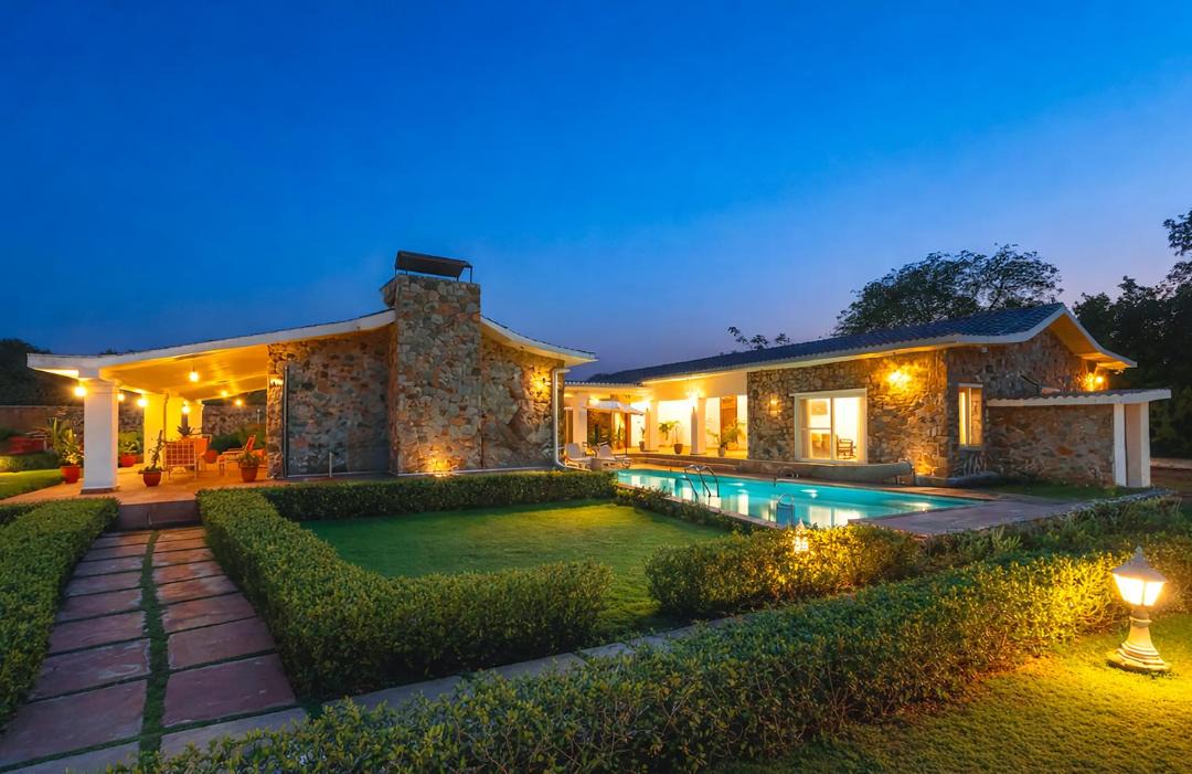 Faridabad Villa | ELIVAAS Signature The Aravalli Reserve The Isley Pet-Friendly Villa with Pool, Gazebo and Sit Out